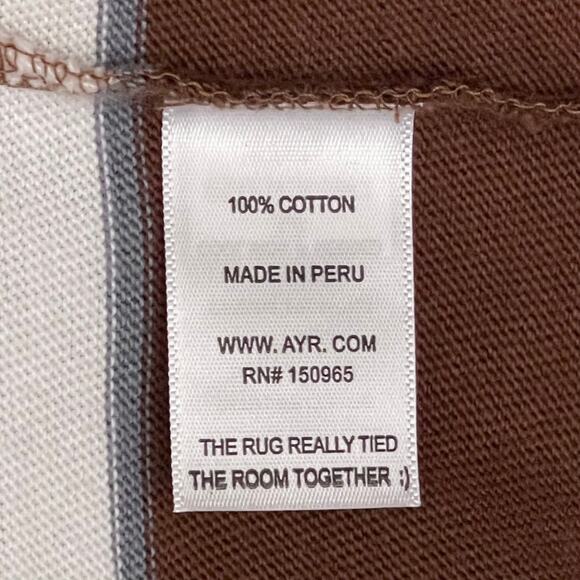 AYR Brown & White Striped Long Sleeve Cotton Top – Size XS - Picture 3 of 7